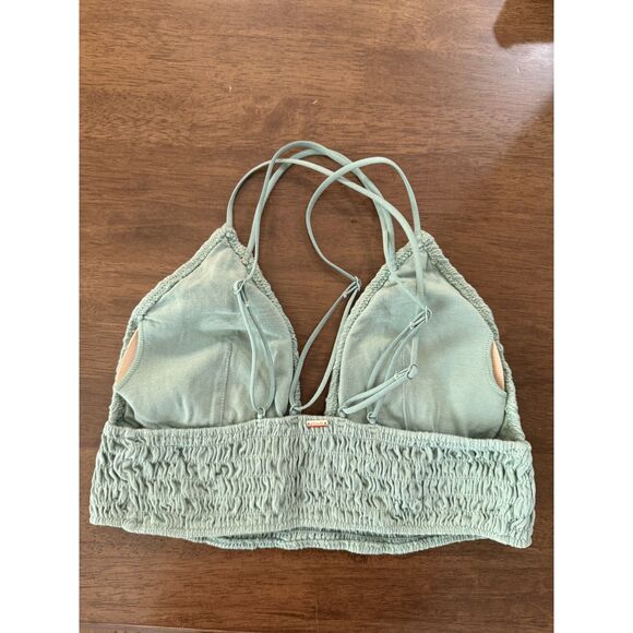PINK Victoria’s Secret Smocked Triangle Bralette Sage Sz L Pullover Bralette - Picture 6 of 7
